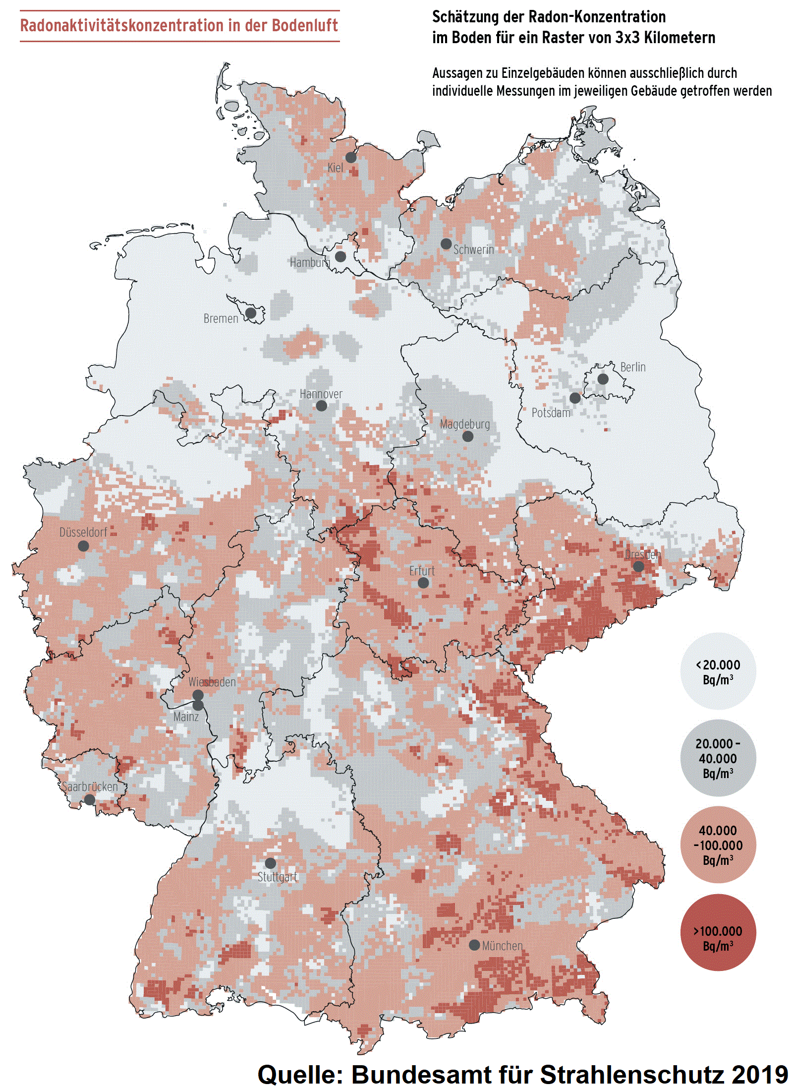 Radonkarte Deutschland (Quelle: Bundesamt für Strahlenschutz)